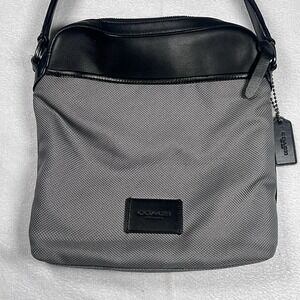 Coach F37609 Crossbody Nylon Black Leather‎ Mens Travel Work Bag